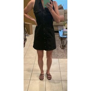Free People Black Denim Button Up Dress